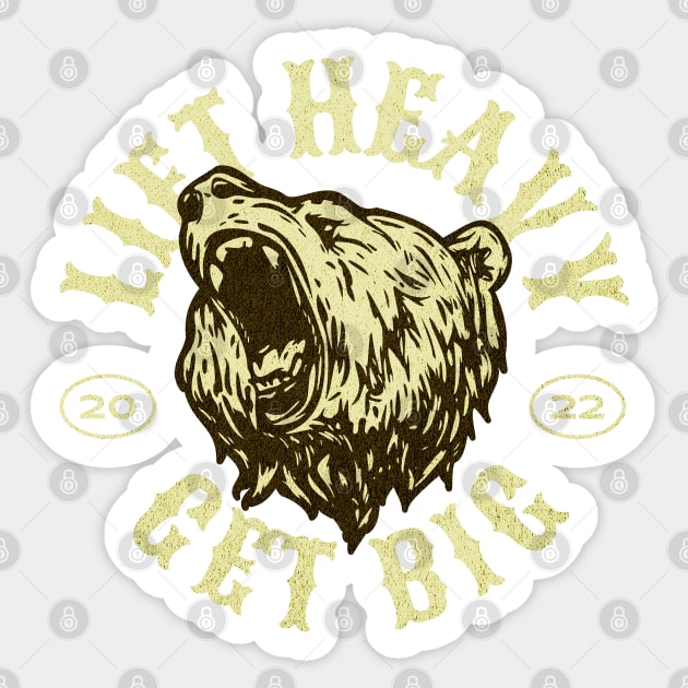 Lift Heavy Get Big Bear Sticker by RuthlessMasculinity